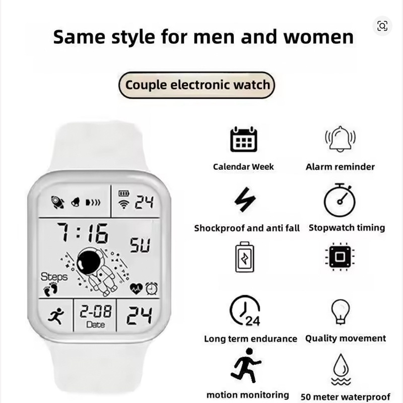 Digital Wristwatch – Astronaut Display, White Band Child - Image 2