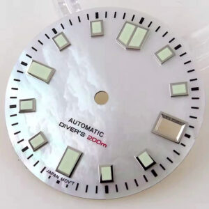 29mm White Mother of Pearl Watch Dial Date Window Green Luminous Fit NH35